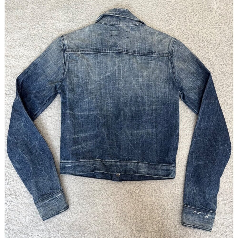 NWOT True Religion Womens S/P Denim Jacket Made-USA Button-Up Faded Blue Casual - Picture 2 of 12